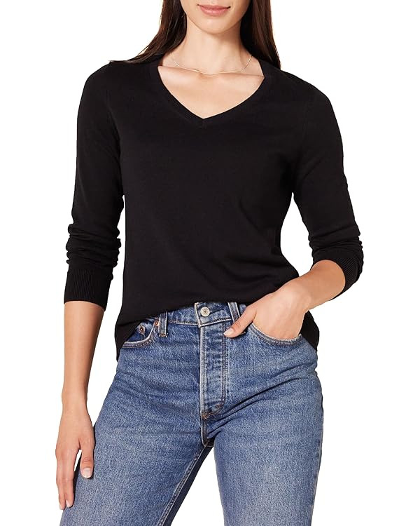 Amazon Essentials Women's Classic-Fit Lightweight Long-Sleeve V-Neck Sweater (Available in Plus S... | Amazon (US)