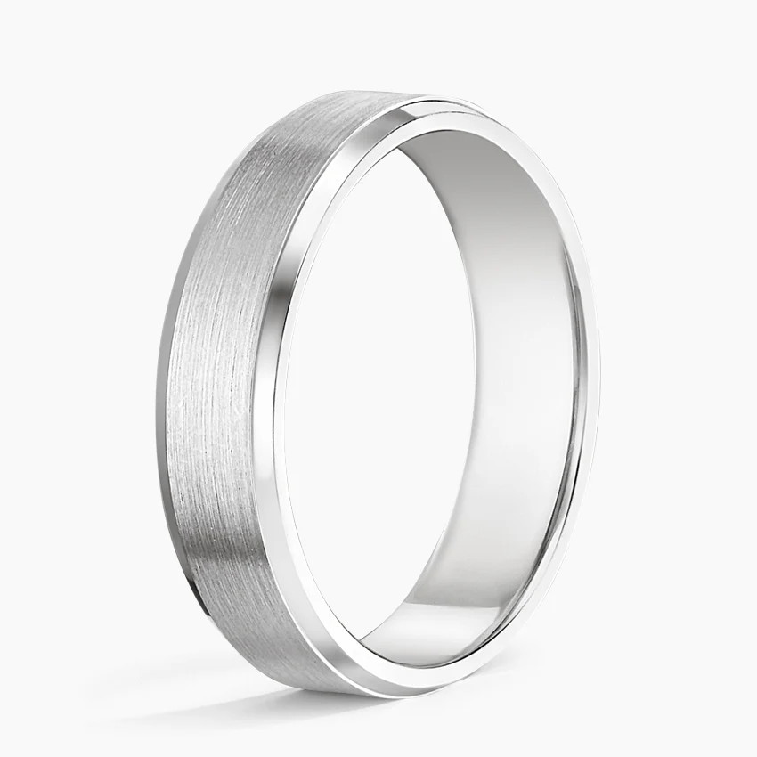 18K White Gold Beveled Edge Matte 5.5mm Wedding Ring | Brilliant Earth
