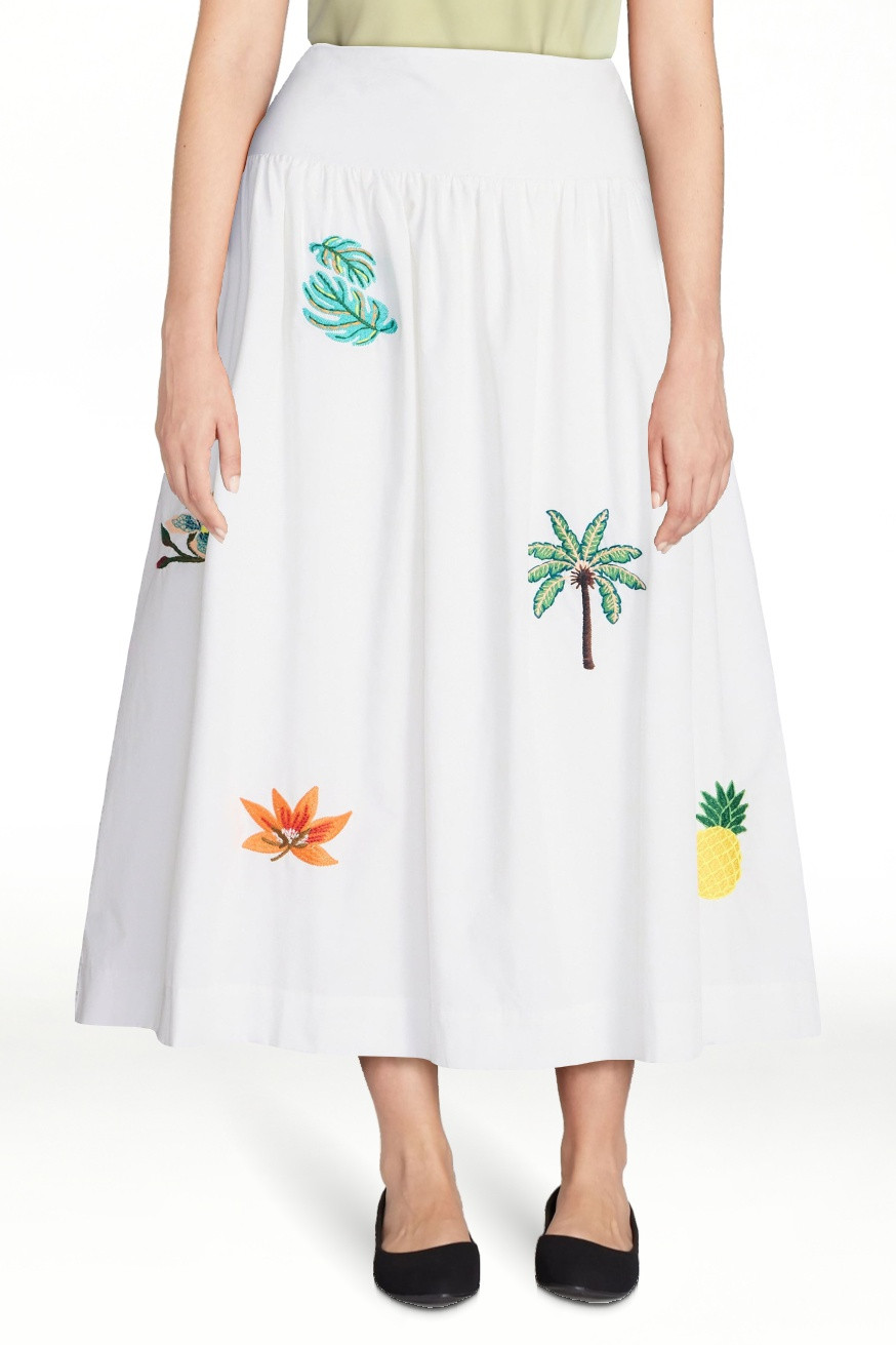 Free Assembly Women's and Women's Plus Embroidered Cotton Maxi Skirt with Drop Waist, Sizes XS-4X | Walmart (US)