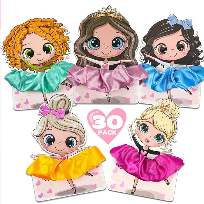 Valentines Day Gifts for Girls 30 PACK Dance Ballet Girl Valentine Cards and Scrunchies, Exchange... | Amazon (US)