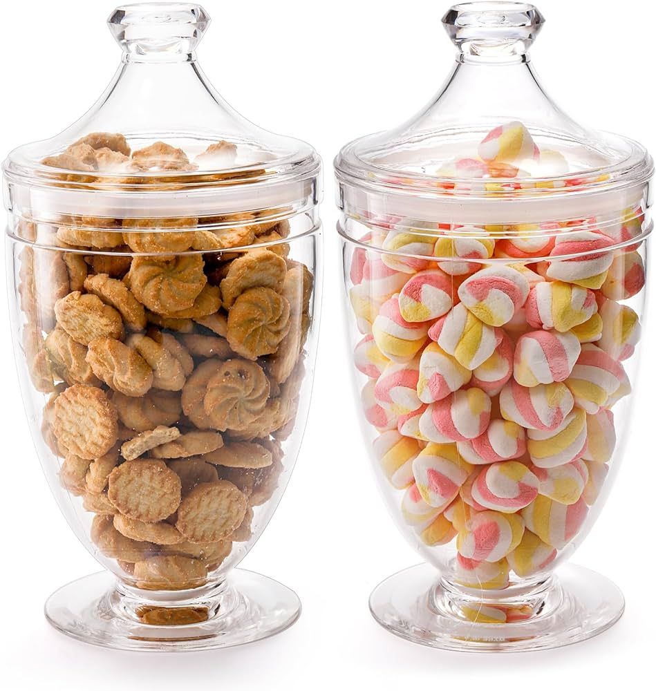 Hacaroa 2 Pack Acrylic Apothecary Jars with Airtight Lids, 46 Oz Clear Plastic Candy Cookie Jars ... | Amazon (US)