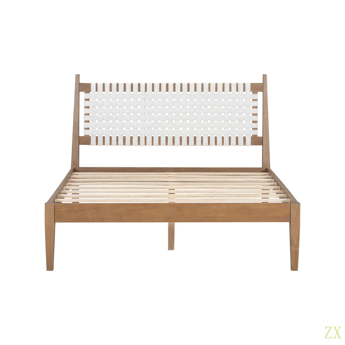 Queen Bed With Woven Leather Back. Wood Frame | Wayfair North America