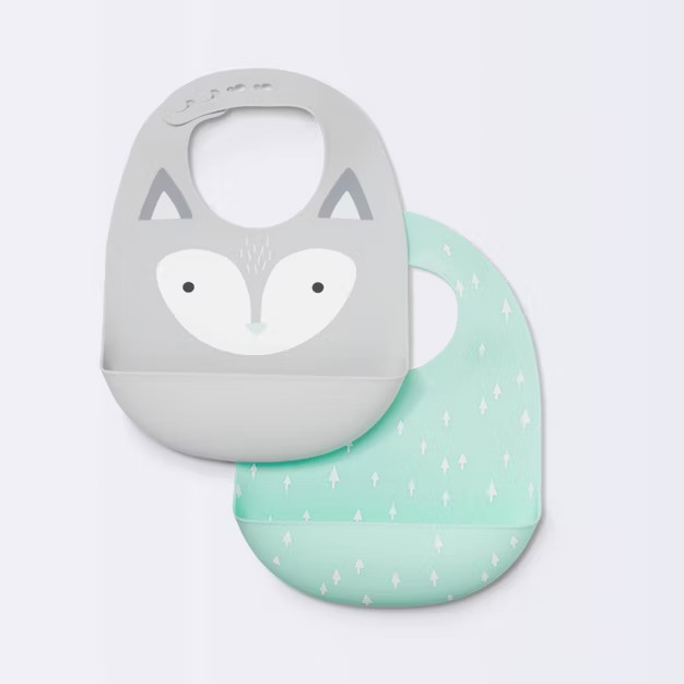 Silicone Bibs with Decal - Cloud Island™ Gray Fox & Green Arrows | Target