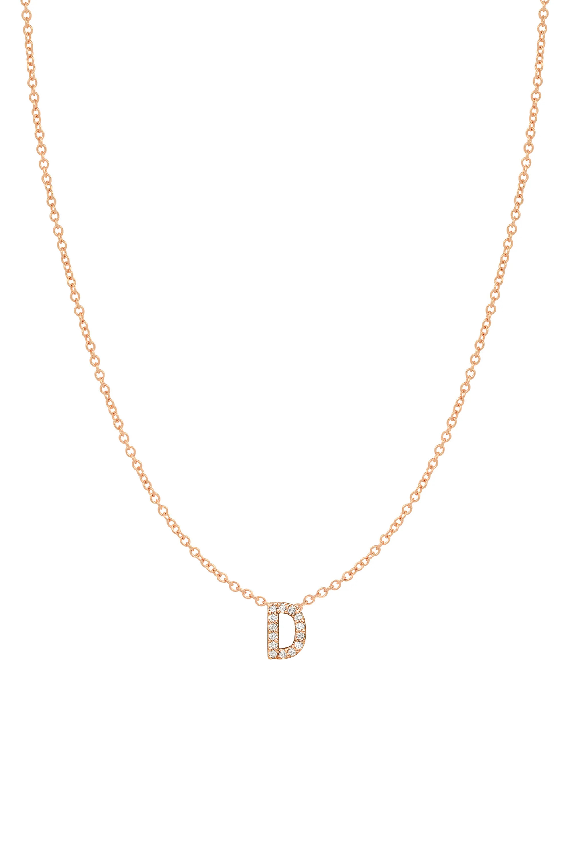 Diamond Initial Necklace - 14K Rose | BYCHARI