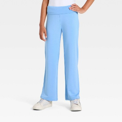 Girls' Modal French Terry Fold Over Mid-Rise Flare Pants - All in Motion™ Blue XL | Target