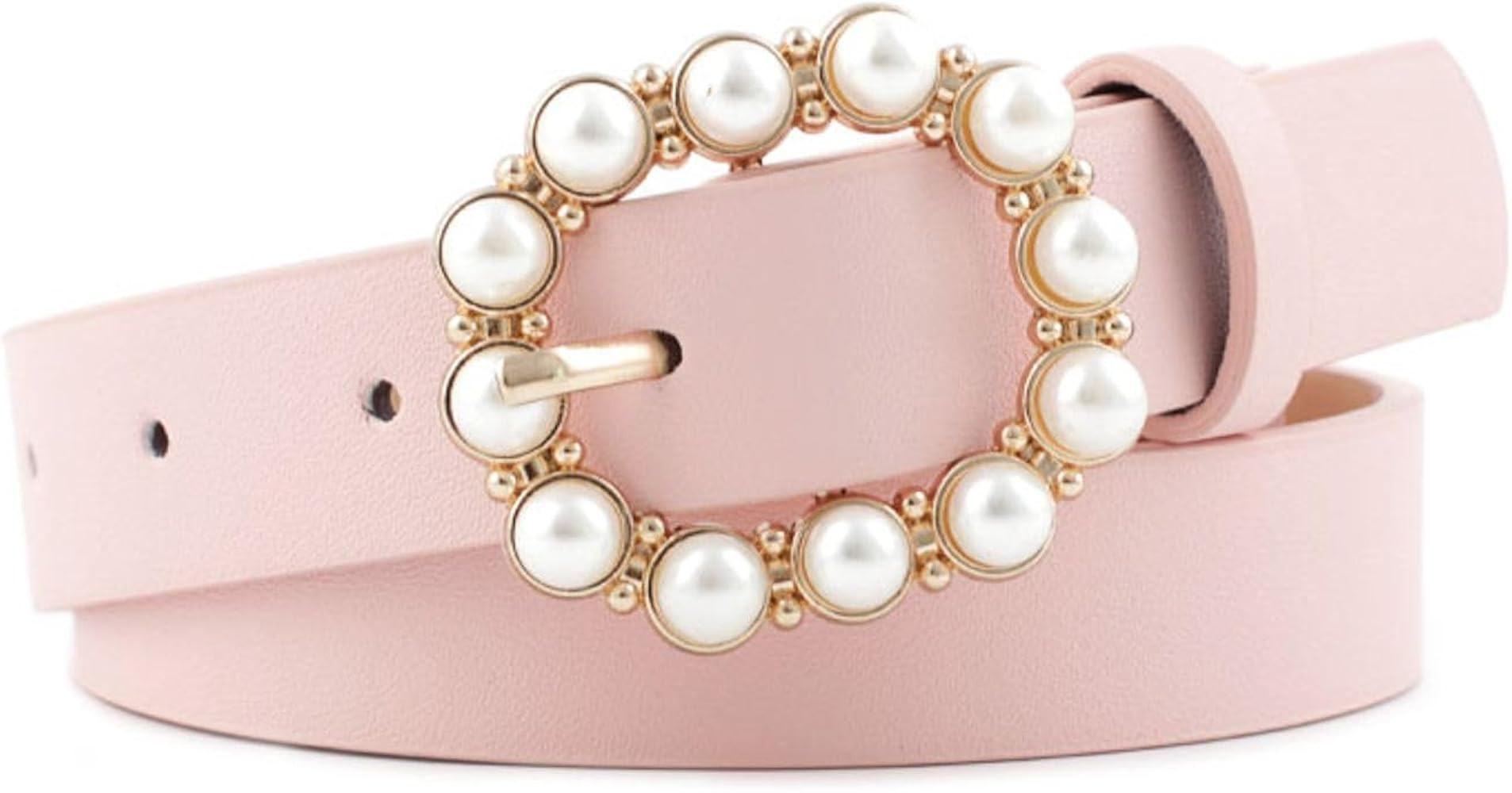 Jdlsppl Women's Metal Belt Faux Leather Buckle Metallic Casual Basic Metal Buckle Fitted Comfy Si... | Amazon (US)