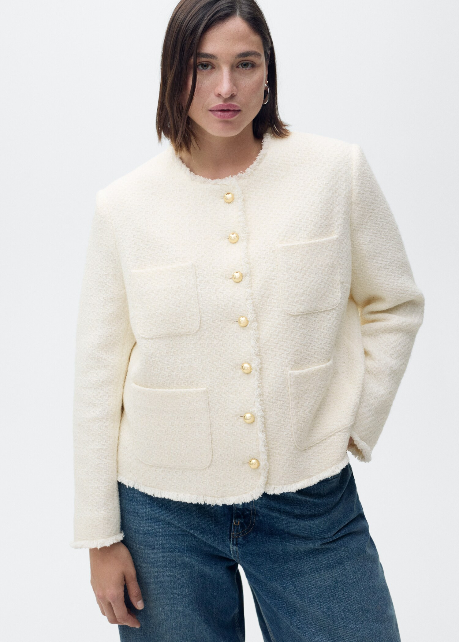 Tweedjacke mit Schmuckknöpfen - Damen | MANGO Österreich | Mango EU