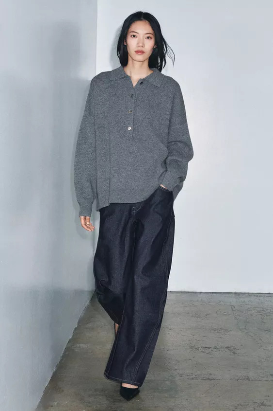 95% WOOL PLAIN KNIT POLO SHIRT | Zara UK