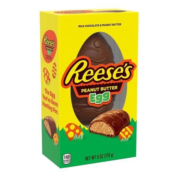 REESE'S, Milk Chocolate Peanut Butter Egg, Easter Candy, 6 oz, Gift Box - Walmart.com | Walmart (US)