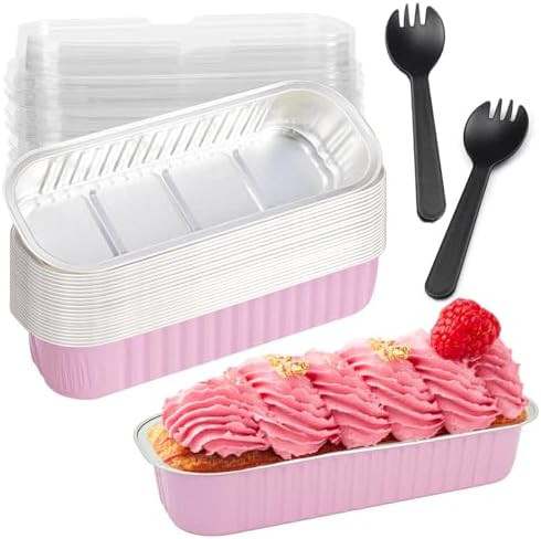 20 Pack Mini Loaf Pans with Lids and Spoons,Mini Cake Pans with Lids,Rectangle Aluminum Foil Baki... | Amazon (US)