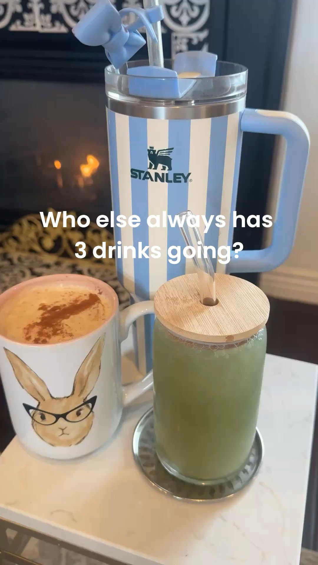 Who else gas 3 drinks going at a time?

What’s in your cup?

Hot Coffee & Tea
Iced tea & water
My morning greens/trim fit/collagen

Is what typically in mine

Glass cup with wooden lid & class straw

Stanley 40oz drink

Cute coffee mug (rabbit with glasses old) linked similar



#LTKselfcare #LTKHome #LTKdayinmylife