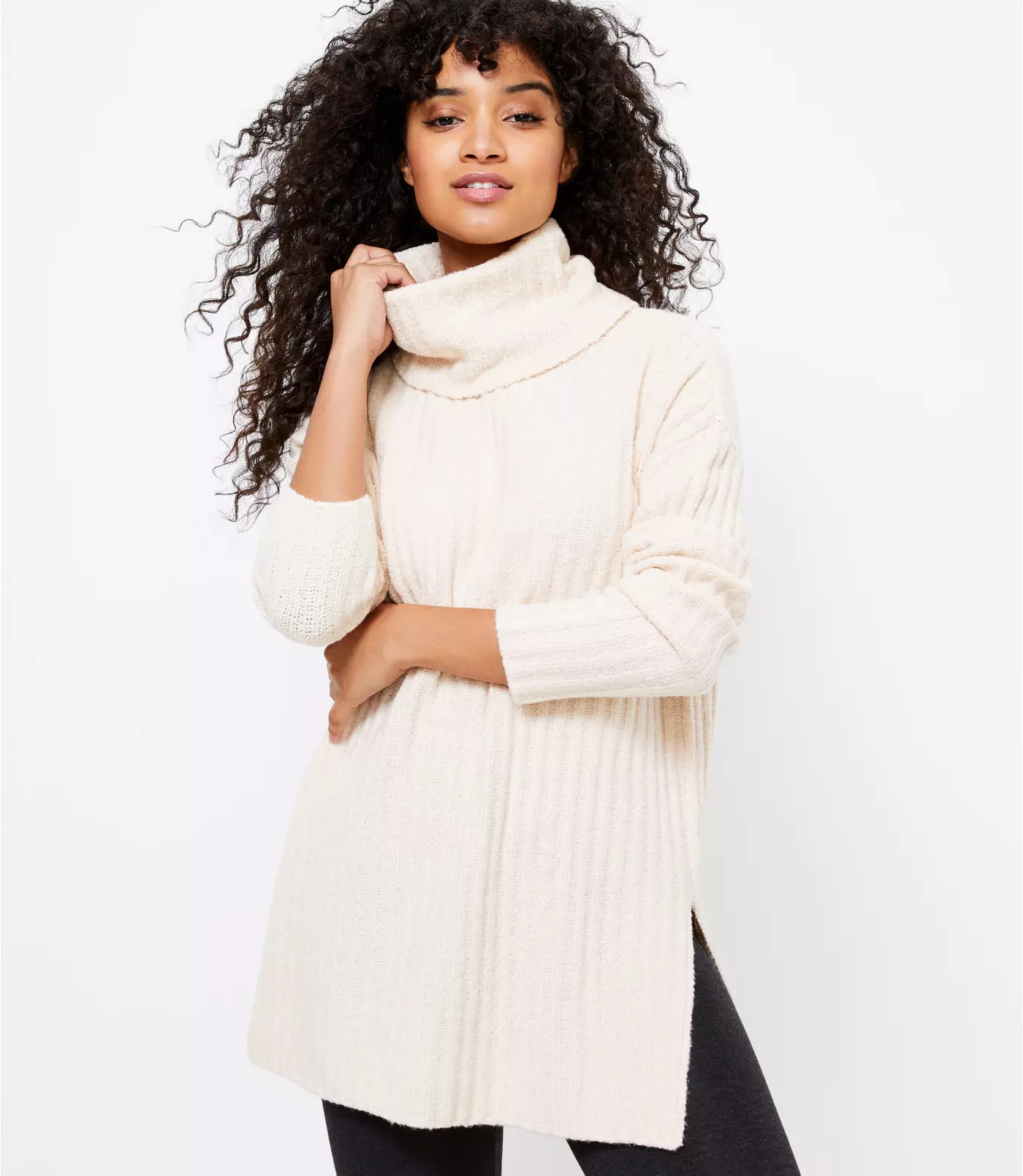Lou & Grey Ribbed Turtleneck Tunic Sweater | LOFT | LOFT