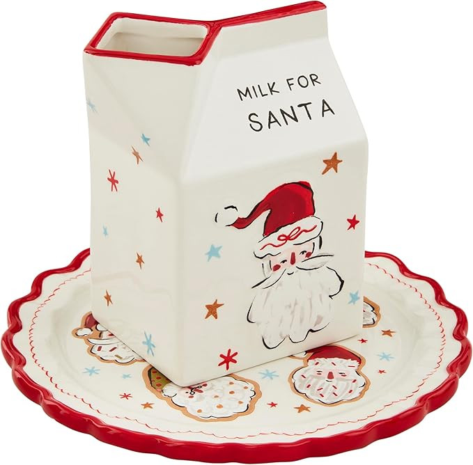 Mud Pie Cookies For Santa Set; platter 6 1/2" dia | carton 4 1/2" x 3" | Amazon (US)