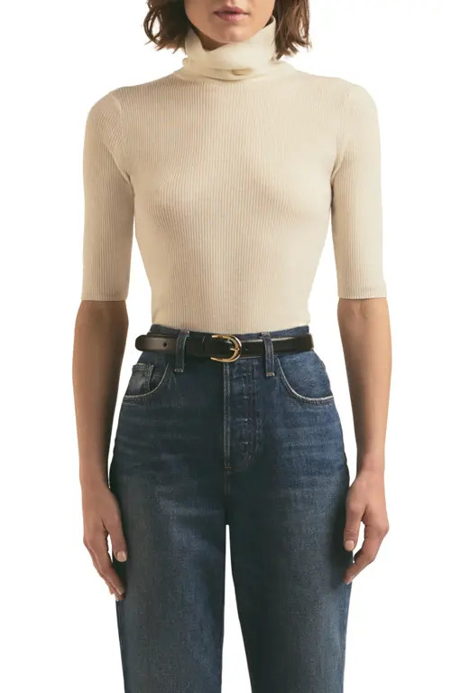 Favorite Daughter The Amelia Merino Wool Turtleneck Top in Ivory at Nordstrom, Size Small | Nordstrom