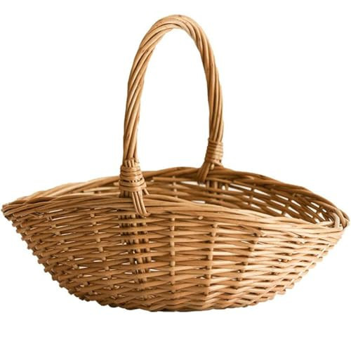 Handwoven Wicker Harvest Basket with Handle, Natural Storage and Picnic Basket, 15.7x13x15 Inches | Amazon (US)