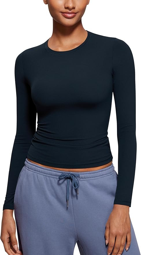 CRZ YOGA Softembrace Crewneck Long Sleeve Shirts for Women - Casual Going Out Tops Soft Basic Fit... | Amazon (US)