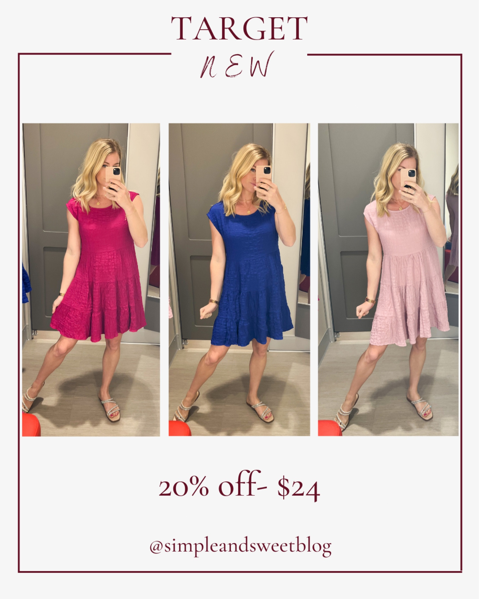 My favorite target dress from last summer has been restocked in 4 colors for this year! Wearing XS in the pinks and size S in the blue. Currently on sale for 20% off so down to $24 

#LTKunder50 #LTKSeasonal #LTKworkwear