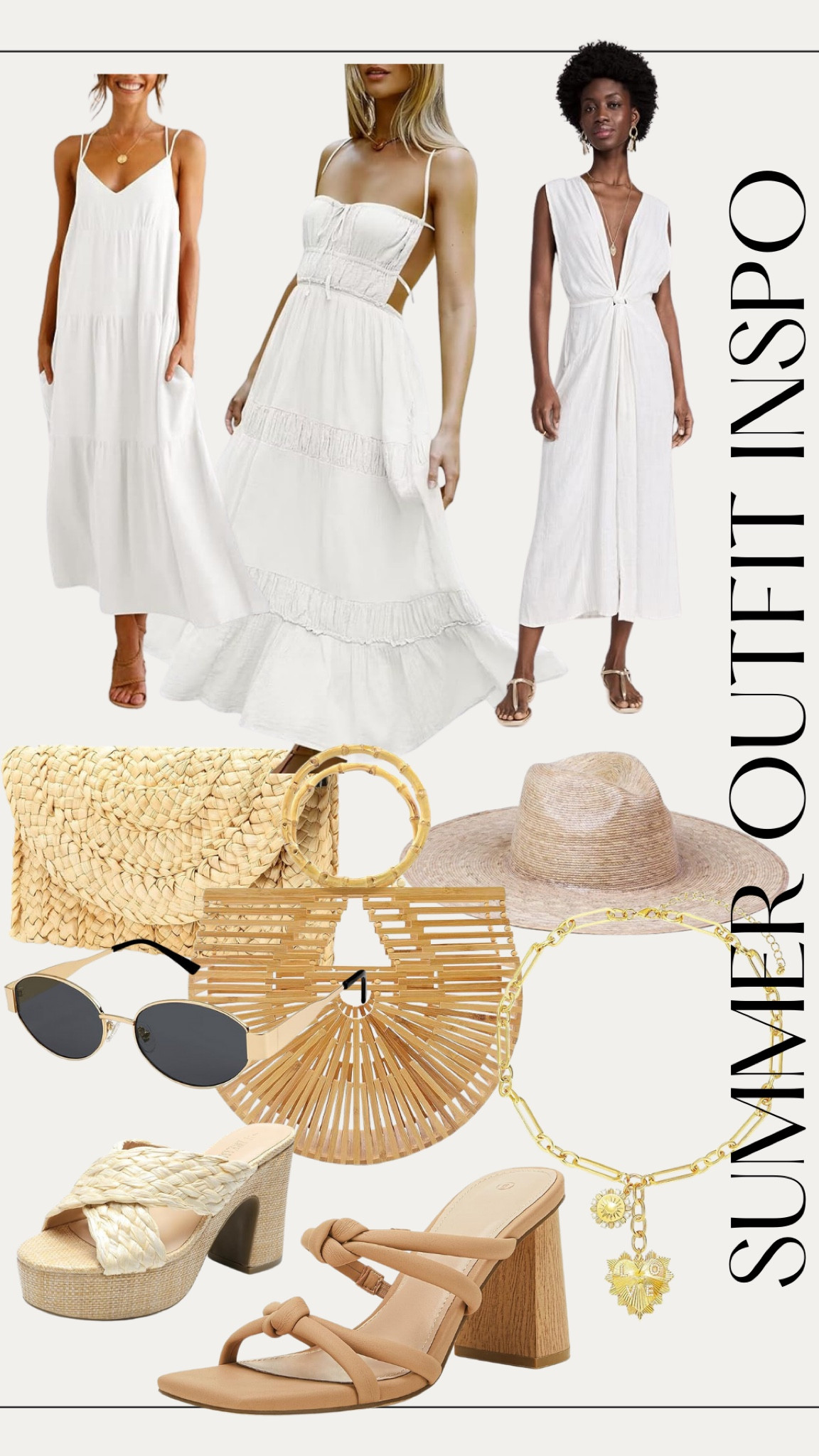 Summer outfit inspo / outfit ideas, white dress, nude shoes, sun hat, summer hat, summer purse, sunglasses, beach dress, vacation dress #amazonfinds #summerdress #vacationdress #summershoes 

#LTKFindsUnder50 #LTKShoeCrush #LTKStyleTip