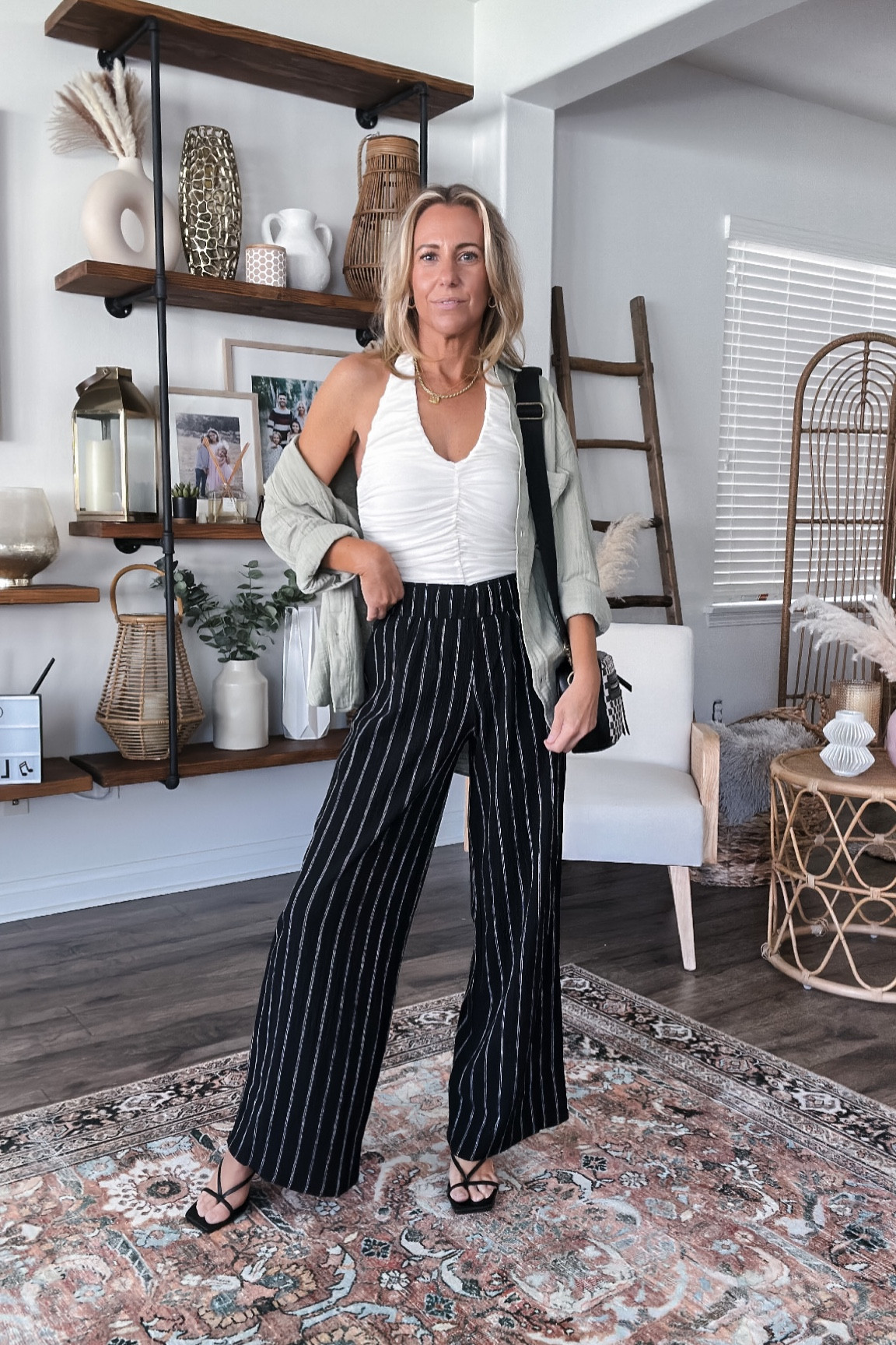 H&M outfit
Bodysuit size xs
Gauzy button down size xs
Pants size xs

Casual chic style, travel outfit, pull on crinkle pants 


#LTKsalealert #LTKunder50 #LTKFind