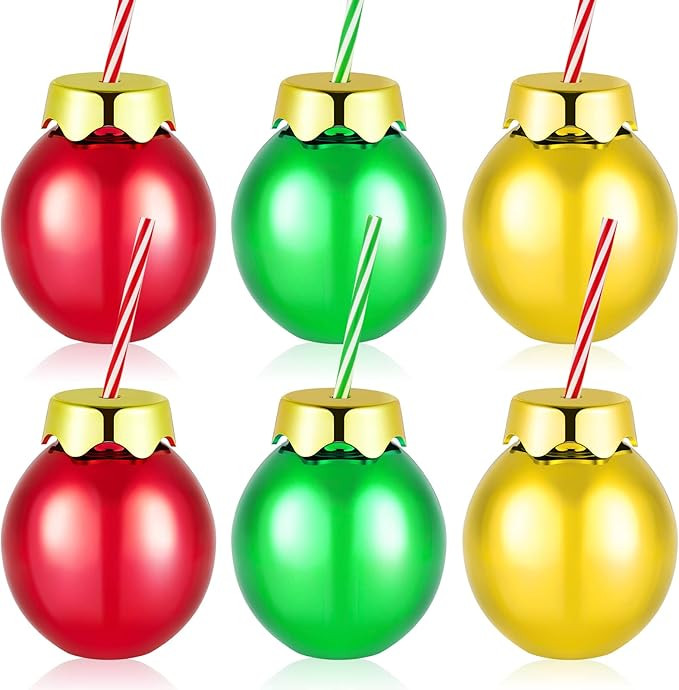Suclain 12oz Christmas Light Bulb Cups with Lids and Straws Reusable Light Bulb Cups Xmas Ball Sh... | Amazon (US)