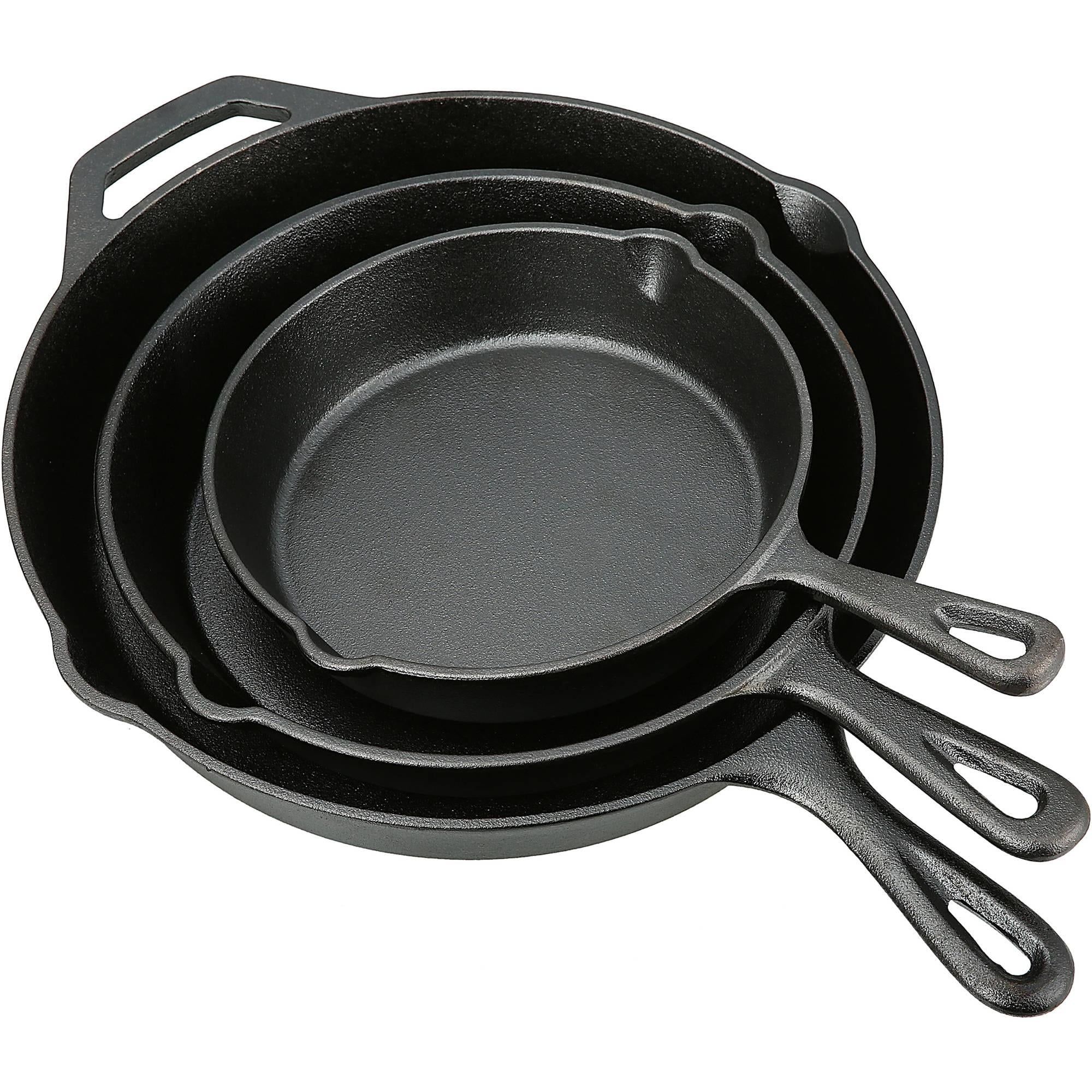 Ozark Trail 3 Piece Cast Iron Skillet Set, Pre-seasoned (8", 10.5", 12") - Walmart.com | Walmart (US)