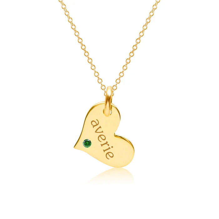 Heart Necklace with Birthstone | Tiny Tags (US)