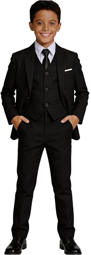 Boys Formal Suit Slim Fit Dress Clothes Ring Bearer Outfit Tuxedo Suits,Adjustable Waist | Amazon (US)