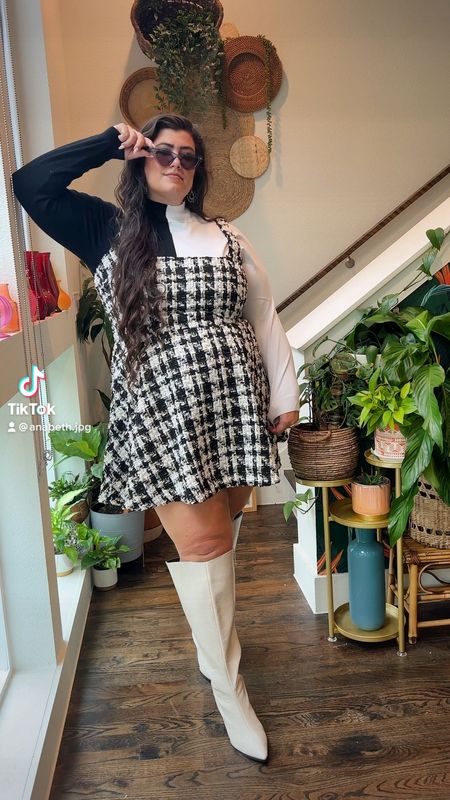 Obsessed with this holiday dress for plus-size! So cute paired with a colorblock turtleneck and winter wide calf boots 

#LTKCyberweek #LTKHoliday #LTKcurves