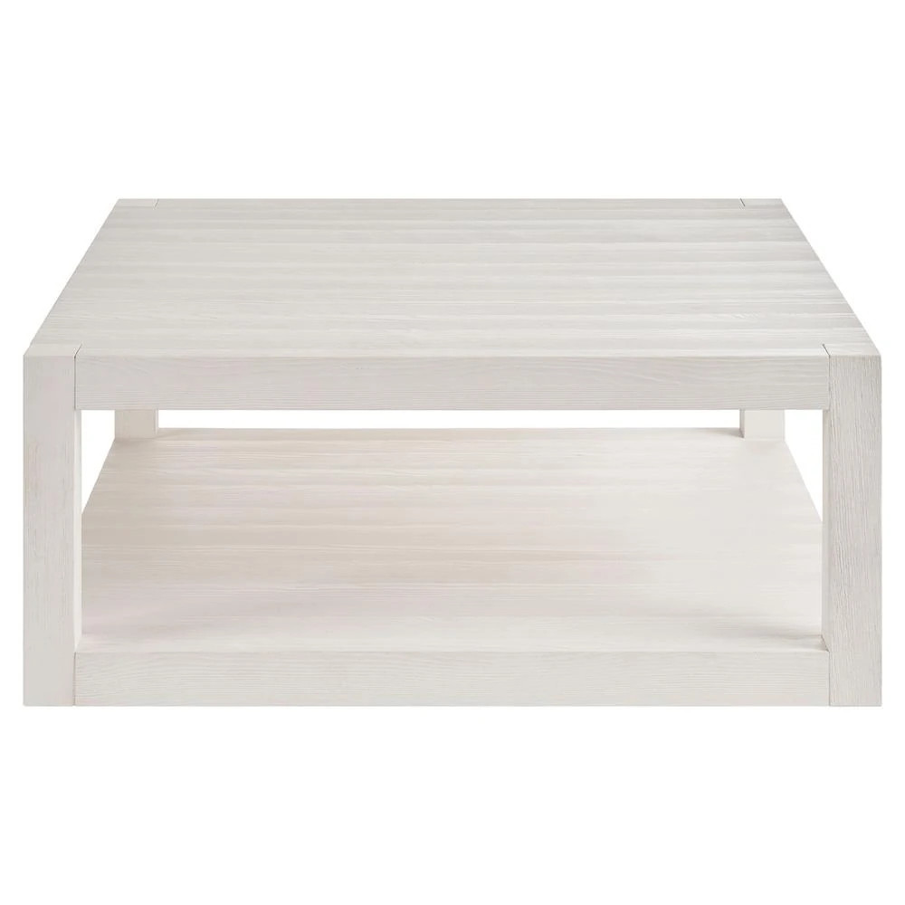 Carter Coastal Beach White Sand Oak 2 Tier Square Coffee Table | Kathy Kuo Home