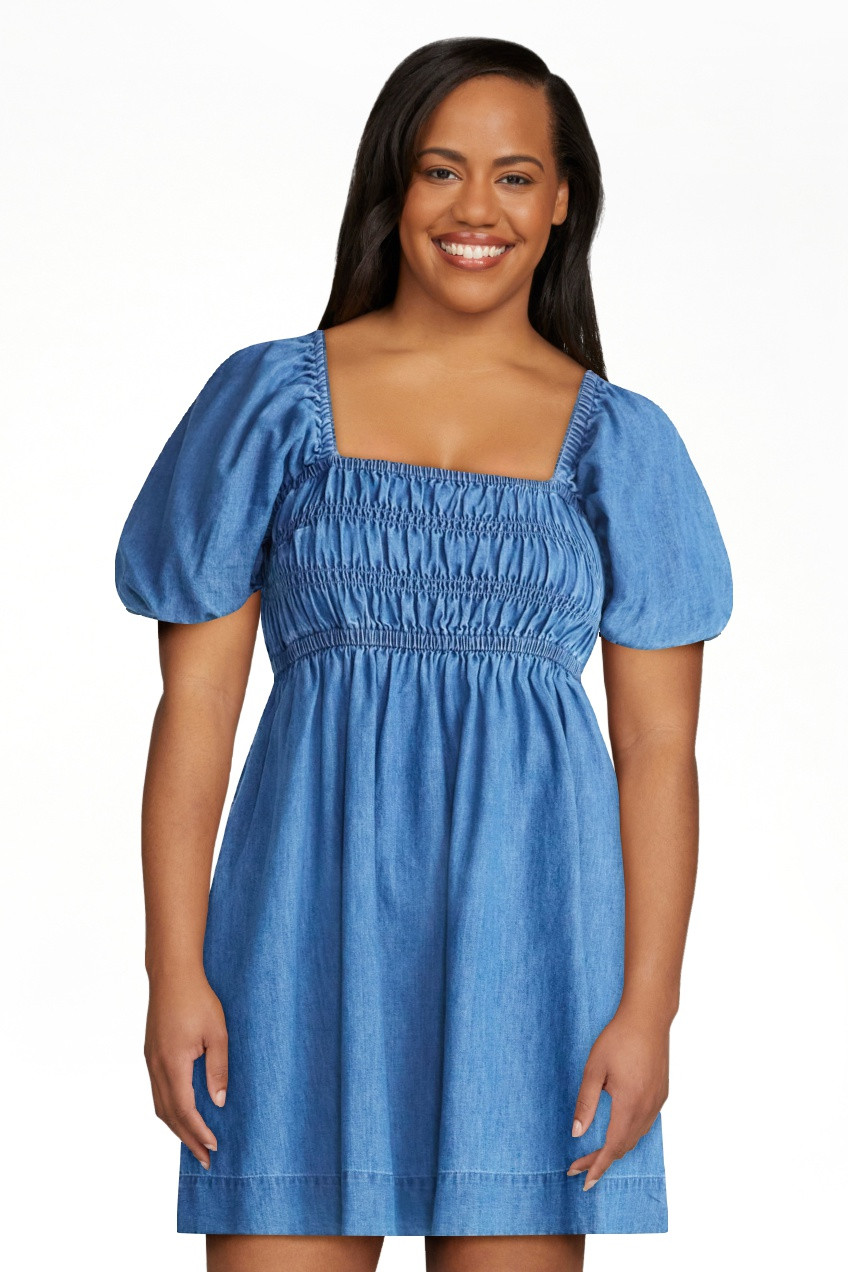 Free Assembly Women's and Women's Plus Puff Sleeve Peasant Mini Dress, Sizes XS to 4X | Walmart (US)