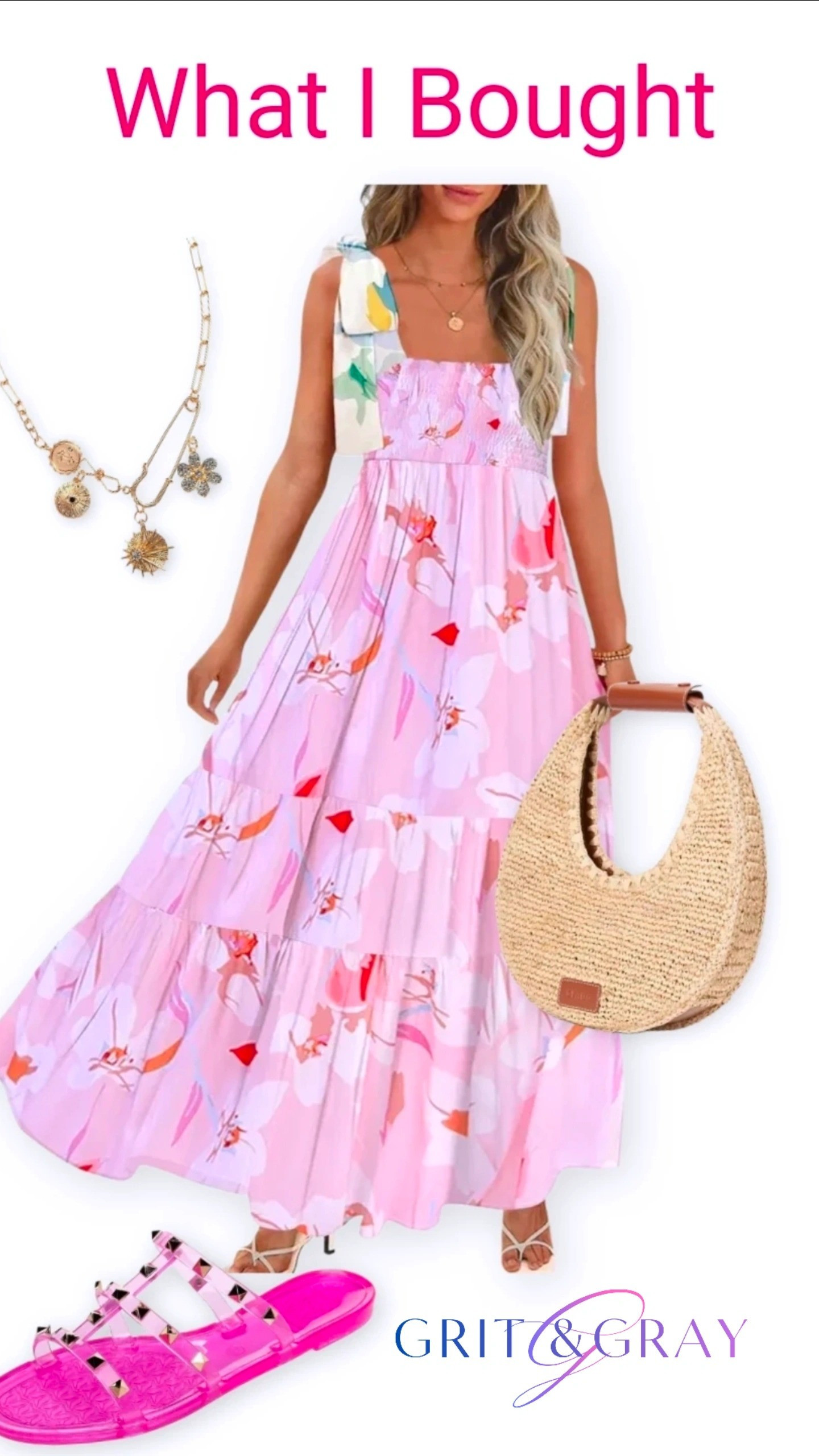 OMGosh I love this adorable bright and colorful dress! Finally got it out of my cart! The tie straps are a different color and they are the perfect pop of different. This dress has pockets and is so breezy. And these designer inspired sandals are the perfect jelly accessory for the season! I would have gotten the OG but they don’t come in Hot Pink. And this necklace is still one of my go to’s after all these years!! And this Mini Moon Bag is a forever staple in my wardrobe!
 
5’6 160lbs and I am wearing a Medium (no bra needed!)

#LTKMidsize #LTKOver40 #LTKSeasonal