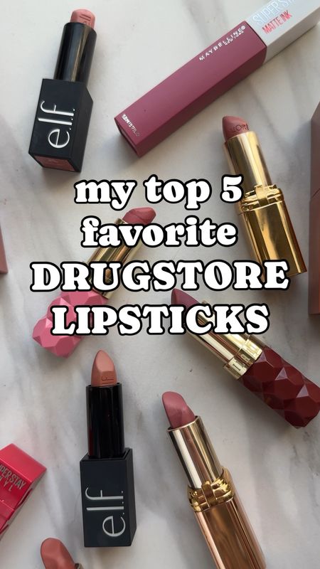 My top 5 favorite drugstore lipsticks! You could tell me these were high end and I’d believe you. So darn good!!

FAVE SHADES:
Super Stay Matte Ink -  Pioneer, Lover
Elf Lipstick - Dirty Talk
Milani Lipstick - Secret, Peony
Vinyl Inks - Red Hot, Cheeky
L’Oreal - Fairest Nude

drugstore makeup, drugstore lipstick, drugstore beauty 

#LTKfindsunder50 #LTKbeauty #LTKover40