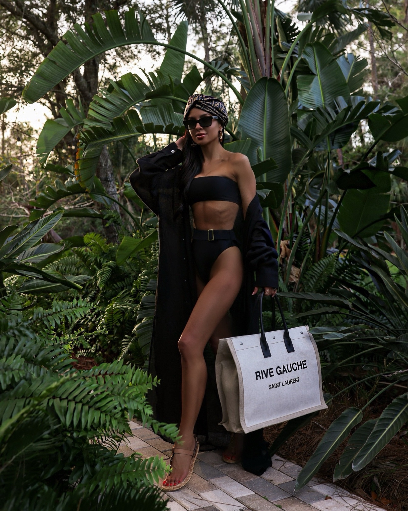 Resort wear / beach vacation outfit 
Tularosa black swimsuit / bikini set 
Saint Laurent linen tote
Saint Laurent raffia sandals 
Similar black cover up 
Spring break 

#LTKswim #LTKtravel #LTKstyletip