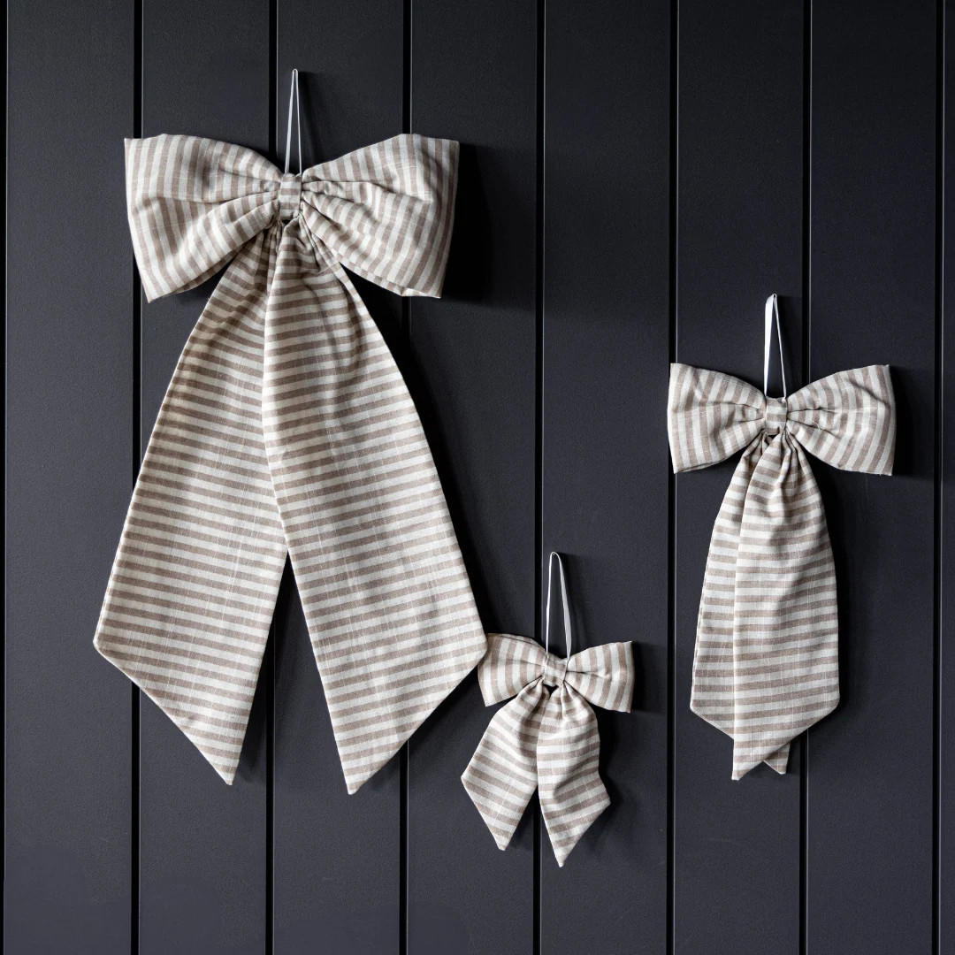 Striped Beige Sand Fabric Bows | By Luxe B Co. | luxe bCO