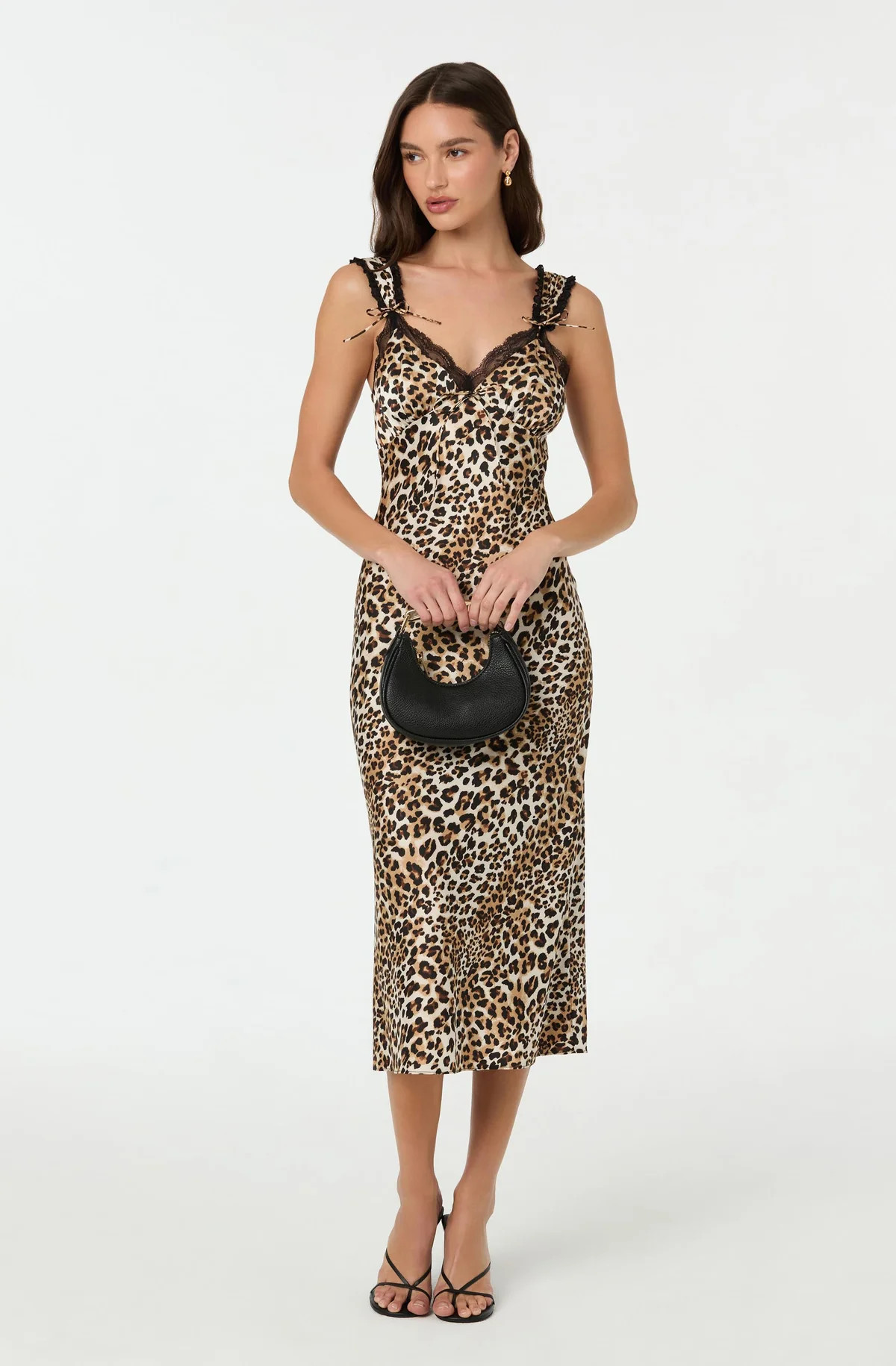 Lace Trim Midi Slip Dress - Leopard print / XS | ASTR The Label (US)