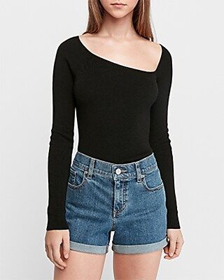 Mid Rise Relaxed Convertible Hem Jean Shorts | Express