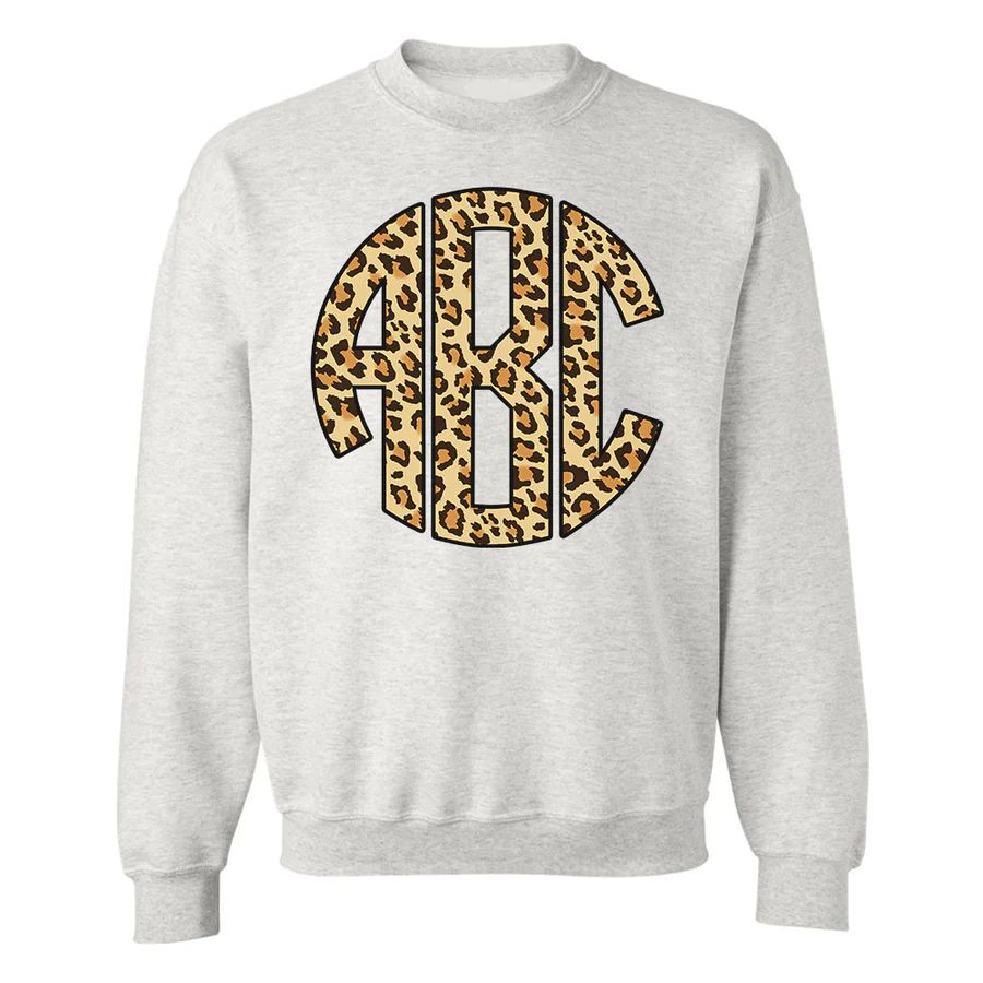 Monogrammed 'Leopard' Big Print Crewneck Sweatshirt | United Monograms