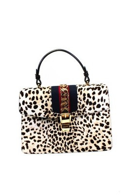 Gucci Womens Medium Web Pony Hair Sylvie Shoulder Handbag Brown Black Gold Tone | eBay US