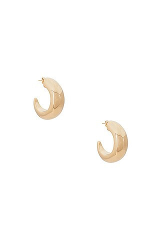 Jordan Road Large Moon Hoop Earrings in 18k Gold Filled - Metallic Gold. Size all. | FWRD 