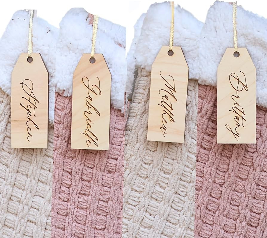 Custom Engraved Wooden Stocking Tag, Personalized Christmas Stocking Tags, Family Name Tags, Pers... | Amazon (US)