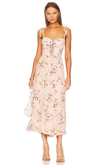 Sandrine Midi Dress in Floral Dawn Blush | Revolve Clothing (Global)