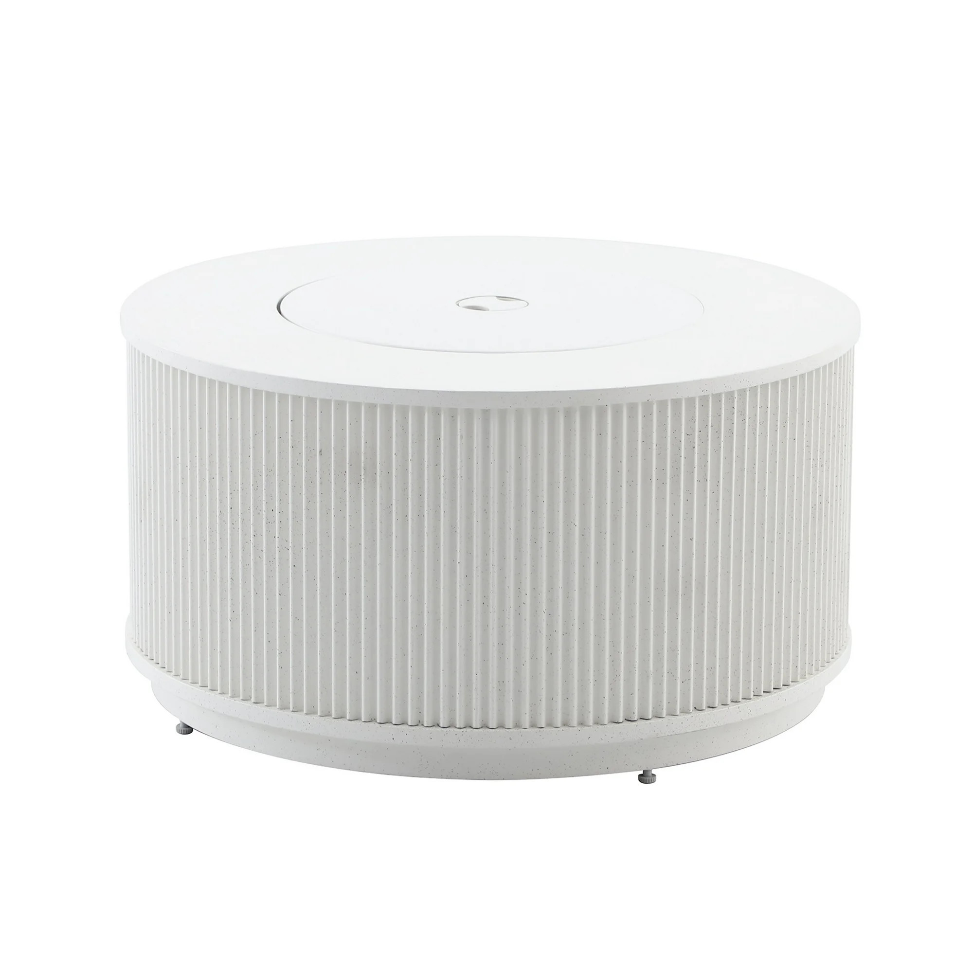 My Texas House 33" Round Fluted Faux Stone Finish Gas Fire Pit with Separate Tank Cover, White | Walmart (US)