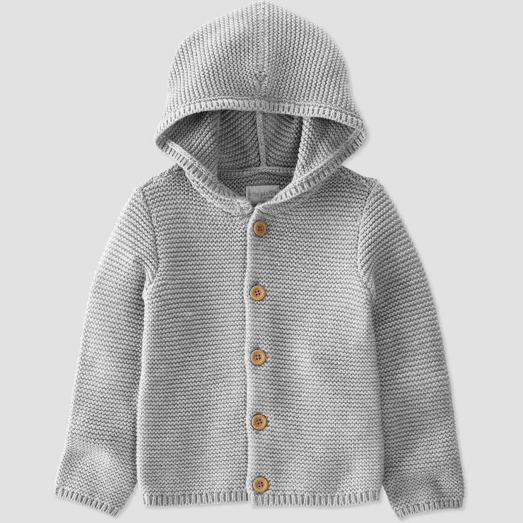 little Planet By Carter's Toddler Organic Cotton Knit Hooded Sweater - Gray | Target