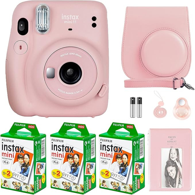 Fujifilm Instax Mini 11 Camera with Fujifilm Instant Mini Film (60 Sheets) Bundle with Deals Numb... | Amazon (US)
