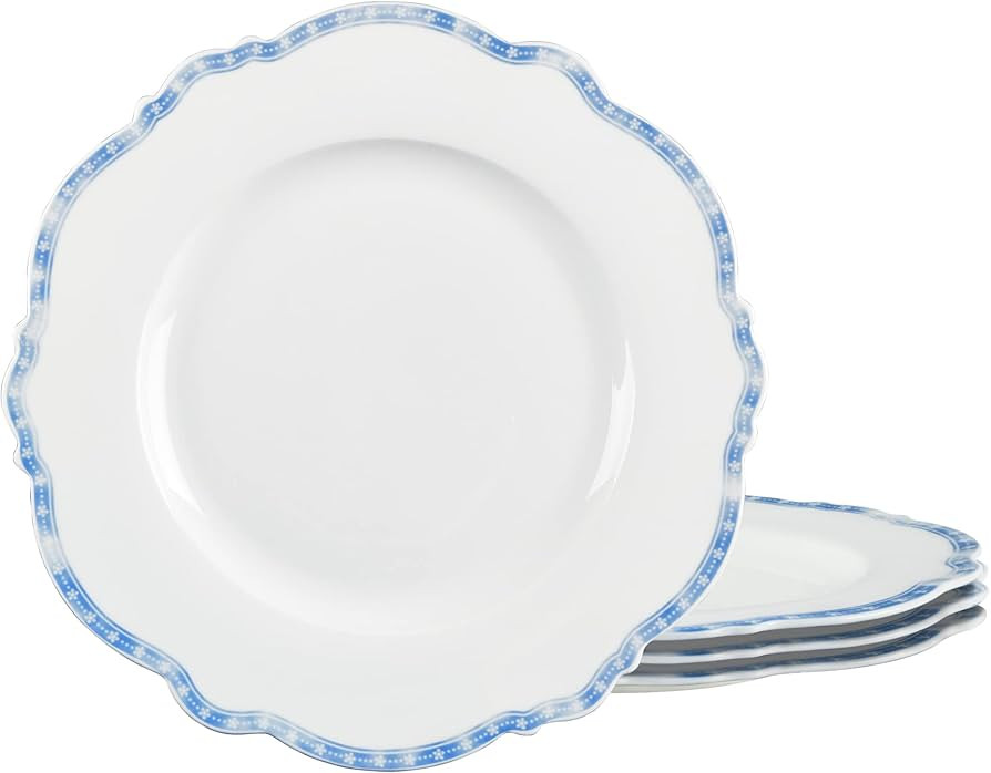 Fanquare Blue Dinner Set, 11-Inch Scalloped Porcelain Plates, Microwave Safe, Service for 4 | Amazon (US)