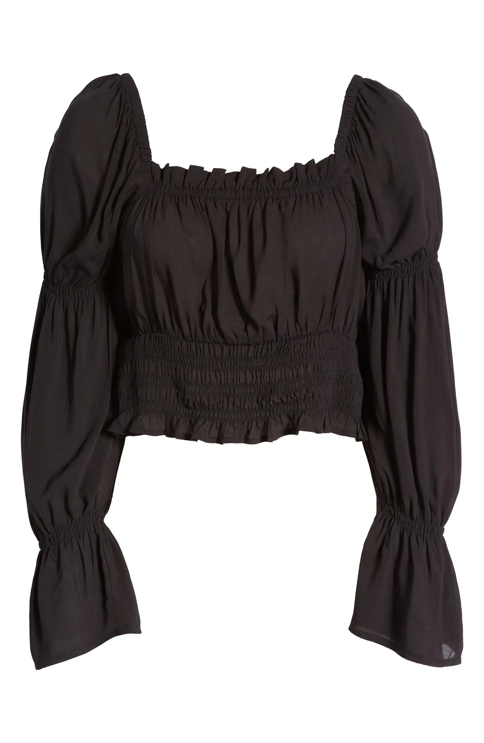 Open Edit Flare Sleeve Smocked Peasant Blouse | Nordstrom | Nordstrom