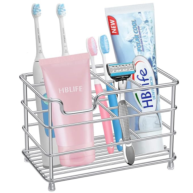 hblife Electric Toothbrush Holder, Large Stainless Steel Toothpaste Holder Bathroom Accessories O... | Amazon (US)