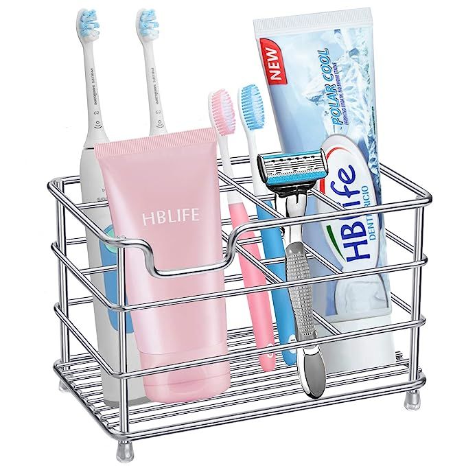 hblife Electric Toothbrush Holder, Large Stainless Steel Toothpaste Holder Bathroom Accessories O... | Amazon (US)