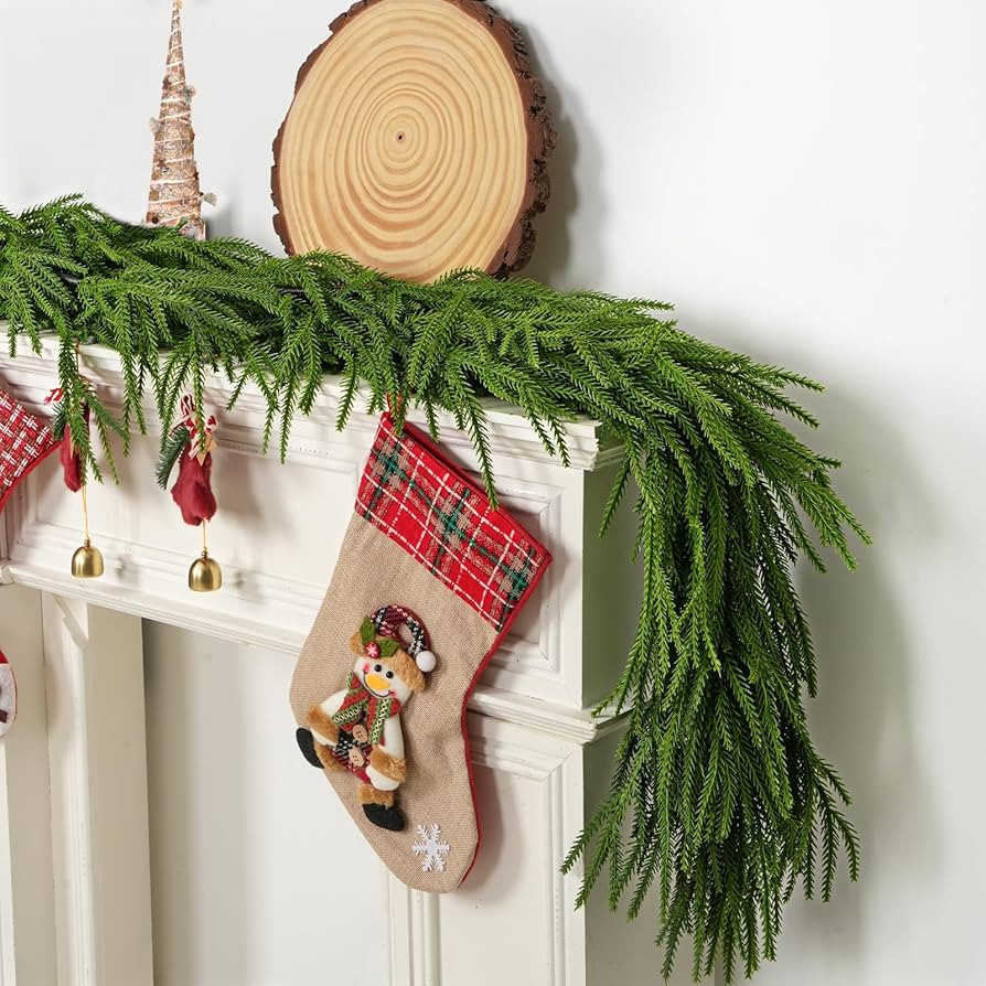 2Pcs Norfolk Pine Garlands - Real Touch Winter Garland Evergreen for Christmas Décor | 6 Ft Real... | Amazon (US)