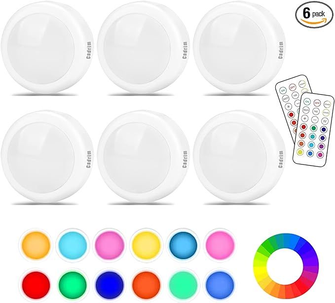 Cadrim Puck Lights, 13 Colors Changeable LED Puck lightings Battery Powered Dimmable Under Cabine... | Amazon (US)